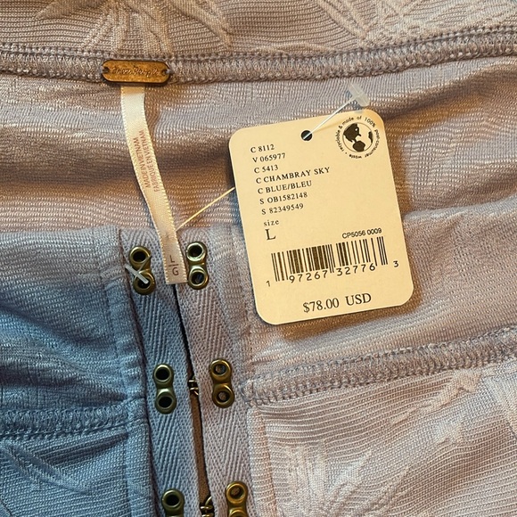 Free people don’t look back bustier top chambray sky blue size large - Picture 3 of 7